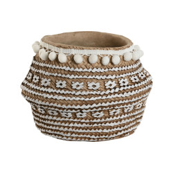 Macetero Home ESPRIT Blanco Marrón Beige Marrón claro Cemento Tropic