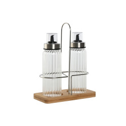 Set de Aceitera y Vinagrera Home ESPRIT Transparente Natural Bambú Cr