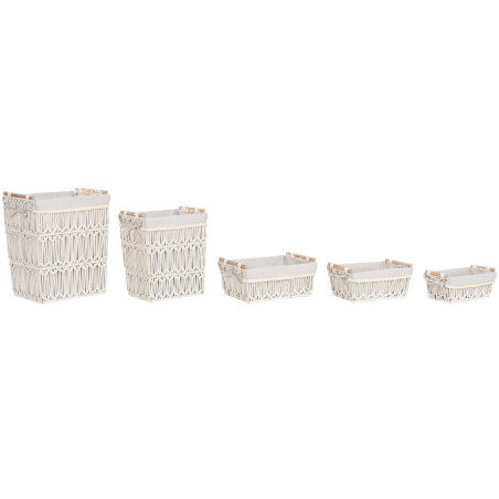 Cesto para la Ropa Sucia Home ESPRIT Blanco Natural Metal Shabby Chic