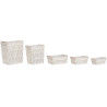 Cesto para la Ropa Sucia Home ESPRIT Blanco Natural Metal Shabby Chic