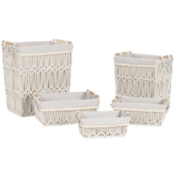 Cesto para la Ropa Sucia Home ESPRIT Blanco Natural Metal Shabby Chic
