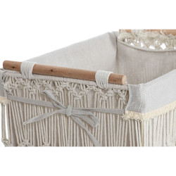 Cesto para la Ropa Sucia Home ESPRIT Blanco Natural Metal Shabby Chic