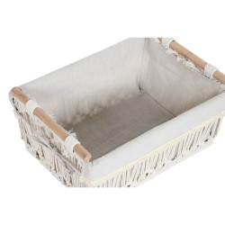 Cesto para la Ropa Sucia Home ESPRIT Blanco Natural Metal Shabby Chic