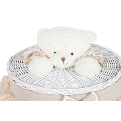 Cesto para la Ropa Sucia Home ESPRIT Blanco Beige Mimbre Shabby Chic 4