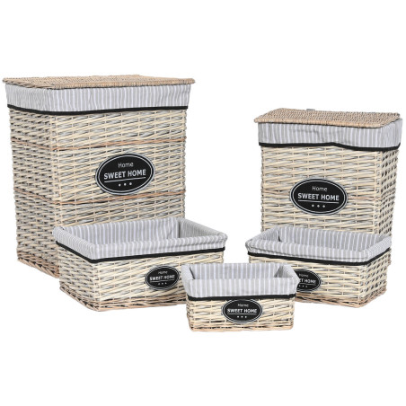 Cesto para la Ropa Sucia Home ESPRIT Blanco Marrón Negro Gris Natural