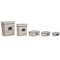 Cesto para la Ropa Sucia Home ESPRIT Blanco Marrón Negro Gris Natural