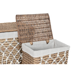 Cesto para la Ropa Sucia Home ESPRIT Blanco Natural Mimbre Shabby Chic