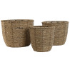 Set de Maceteros Home ESPRIT Marrón Fibra Tropical 31 x 31 x 24 cm
