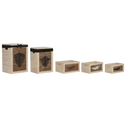 Cesto para la Ropa Sucia Home ESPRIT Negro Natural Madera 40 x 30 x 56