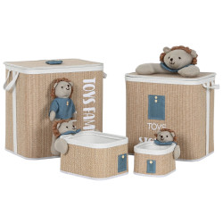 Cesto para la Ropa Sucia Home ESPRIT Verde Natural Infantil 44 x 44 x