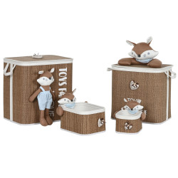 Cesto para la Ropa Sucia Home ESPRIT Azul Marrón Natural Infantil 44