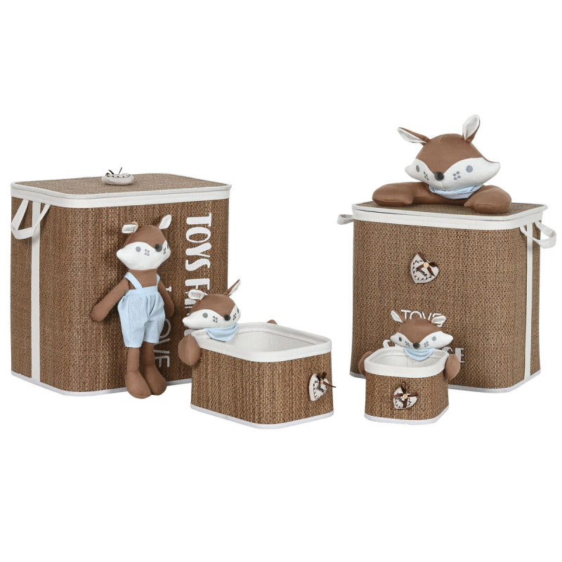Cesto para la Ropa Sucia Home ESPRIT Azul Marrón Natural Infantil 44