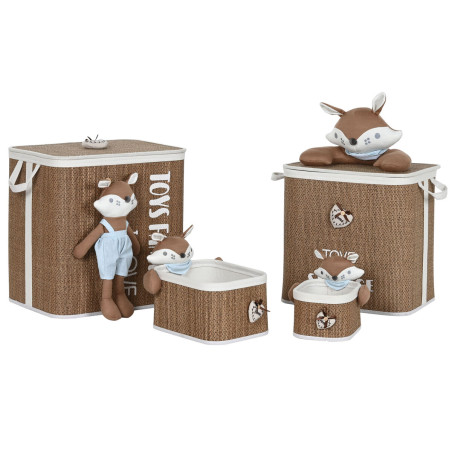 Cesto para la Ropa Sucia Home ESPRIT Azul Marrón Natural Infantil 44