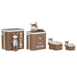 Cesto para la Ropa Sucia Home ESPRIT Azul Marrón Natural Infantil 44