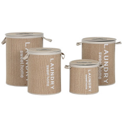 Cesto para la Ropa Sucia Home ESPRIT Blanco Natural Bambú 40 x 40 x 5