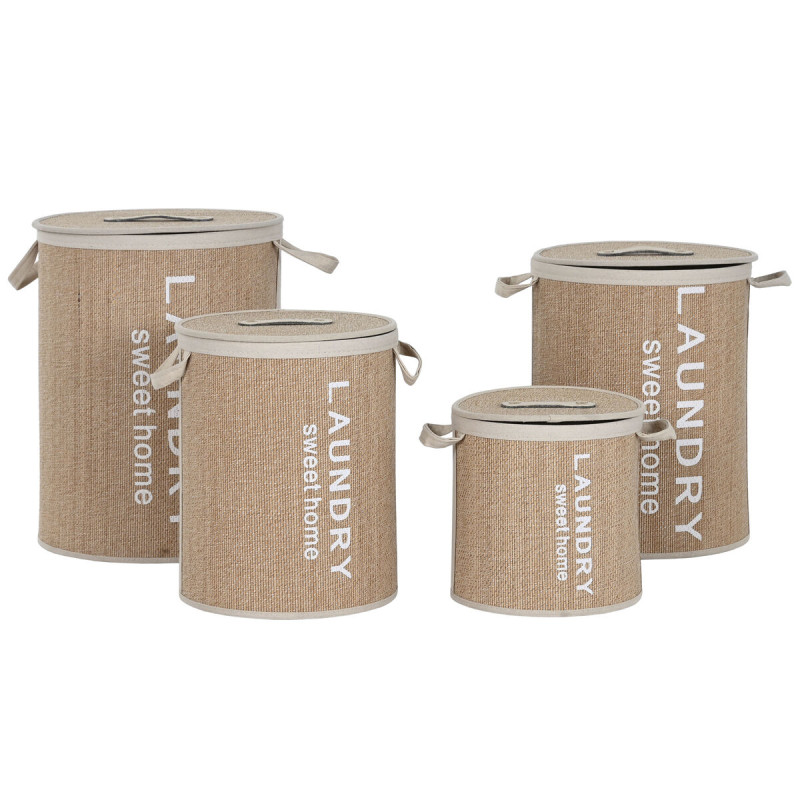 Cesto para la Ropa Sucia Home ESPRIT Blanco Natural Bambú 40 x 40 x 5 Cesto para la Ropa Sucia Home ESPRIT Blanco Natural Bambú 40 x 40 x 5
