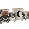 Set de Maceteros Home ESPRIT Blanco Marrón Negro 13 x 13 x 15 cm (2 U