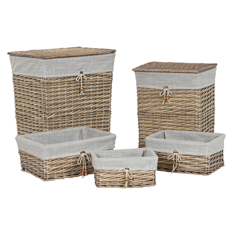 Juego de Cestas Home ESPRIT Beige Natural Mimbre 47 x 35 x 55 cm 5 Pie Juego de Cestas Home ESPRIT Beige Natural Mimbre 47 x 35 x 55 cm 5 Pie
