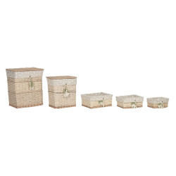Juego de Cestas Home ESPRIT Verde Beige Natural Mimbre 47 x 35 x 55 cm