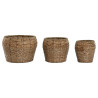 Set de Maceteros Home ESPRIT Natural Metal Fibra Tropical 32 x 32 x 25