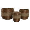 Set de Maceteros Home ESPRIT Natural Metal Fibra Tropical 33 x 33 x 30