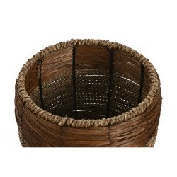 Set de Maceteros Home ESPRIT Natural Metal Fibra Tropical 33 x 33 x 30