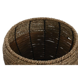 Set de Maceteros Home ESPRIT Natural Metal Fibra Tropical 32 x 32 x 23