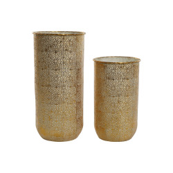 Set de Maceteros Home ESPRIT Dorado Metal Moderno 25,5 x 25,5 x 44 cm