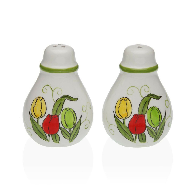 Salero y Pimentero Versa Cerámica Dolomita Tulipán 5,5 x 8,5 x 6 cm Salero y Pimentero Versa Cerámica Dolomita Tulipán 5,5 x 8,5 x 6 cm