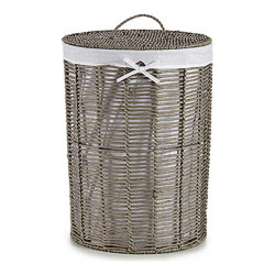 Cesto para la Ropa Gris Tela Mimbre (2 Piezas) (44 x 56 x 44 cm) (39 x