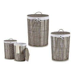Cesto para la Ropa Gris Tela Mimbre (2 Piezas) (44 x 56 x 44 cm) (39 x