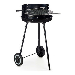Barbacoa de Carbón con Ruedas Negro Acero Inoxidable Hierro 41,5 x 71