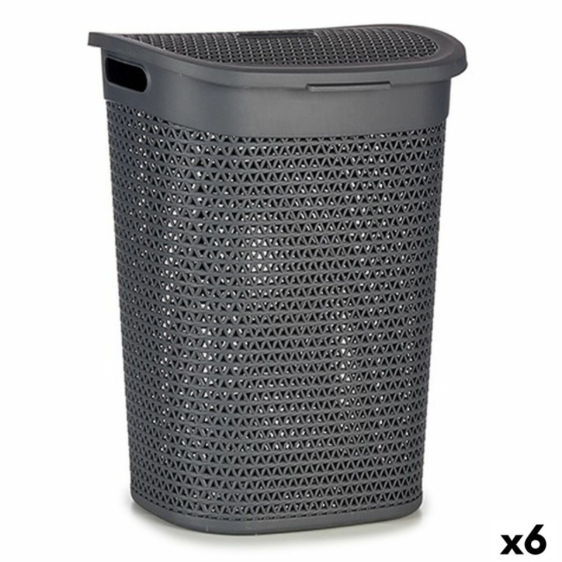 Cesto para la Ropa Antracita Plástico 60 L 43,5 x 57,5 x 34 cm (6 Uni