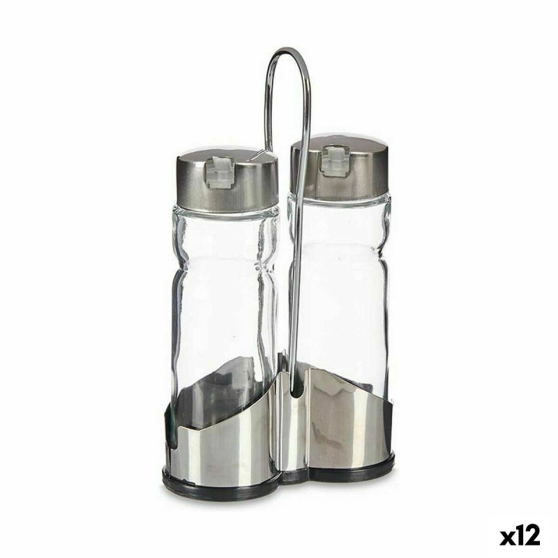 Set de Aceitera y Vinagrera Transparente Metal (12 Unidades) Set de Aceitera y Vinagrera Transparente Metal (12 Unidades)