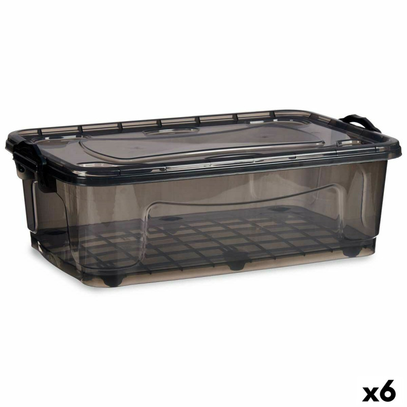 Caja de Almacenamiento con Ruedas Antracita Plástico 30 L 40 x 20,5 x