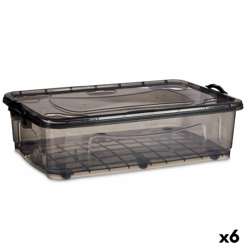 Caja de Almacenamiento con Ruedas Antracita Plástico 40 L 46,5 x 20 x Caja de Almacenamiento con Ruedas Antracita Plástico 40 L 46,5 x 20 x