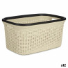 Cesto para la Ropa Crema Plástico 36 L 36 x 25,5 x 52,5 cm (12 Unidad