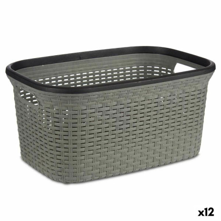 Cesto para la Ropa Gris Plástico 36 L 36 x 25,5 x 53 cm (12 Unidades)