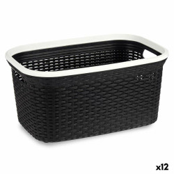 Cesto para la Ropa Blanco Negro Plástico 36 L 36 x 25,5 x 53 cm (12 U