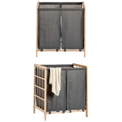 Cesto para la Ropa Sucia Marrón Gris Madera 30 L x 2 33 x 60 x 59,5 c