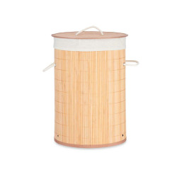 Cesto para la Ropa Sucia Natural Metal Bambú Madera MDF 48 L 37 x 50