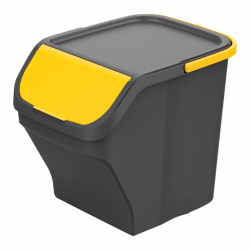 Cubo de Basura para Reciclaje Mondex Stack N' Sort Amarillo Gris 25 L