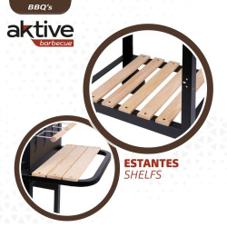 Barbacoa de Carbón con Ruedas Aktive Metal esmaltado 100,5 x 88,5 x 4