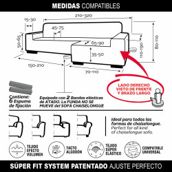 Funda para chaise longue de brazo largo derecho Sofaskins NIAGARA 210