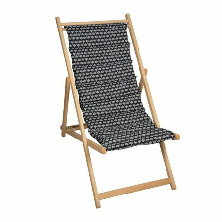 Tumbona Jardin Prive Helsinki Lona Madera de haya Negro/Blanco (106 x