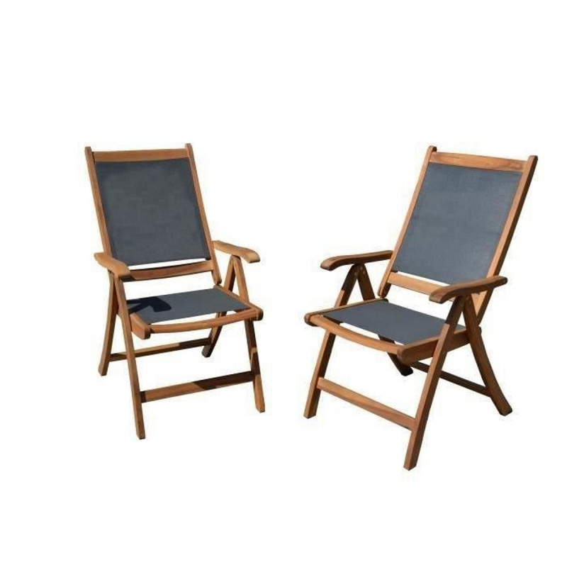 Sillón de jardín Madera de acacia Textil Gris (2 Unidades) (59 x 45,