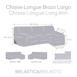 Funda para chaise longue de brazo largo izquierdo Eysa BRONX Gris oscu