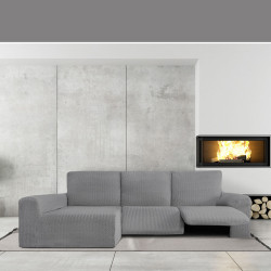 Funda para chaise longue de brazo largo izquierdo Eysa JAZ Gris 180 x