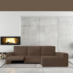 Funda para chaise longue de brazo largo derecho Eysa JAZ Marrón 180 x