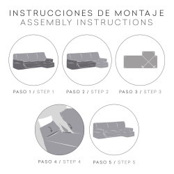 Funda para chaise longue de brazo largo izquierdo Eysa ROC Gris oscuro